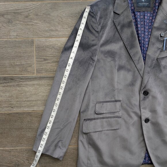 Tailorbyrd Collection Velvet Blazer Men's Size 44R Gray NWT Smokers Jacket - Picture 10 of 12